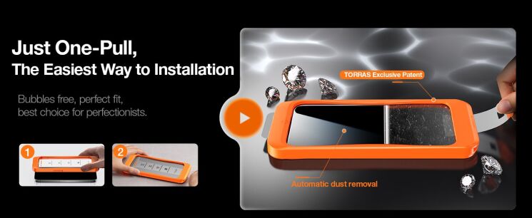 Защитное стекло TORRAS OrigArmor для iPhone 15 Pro Max - Black: фото 9 из 11