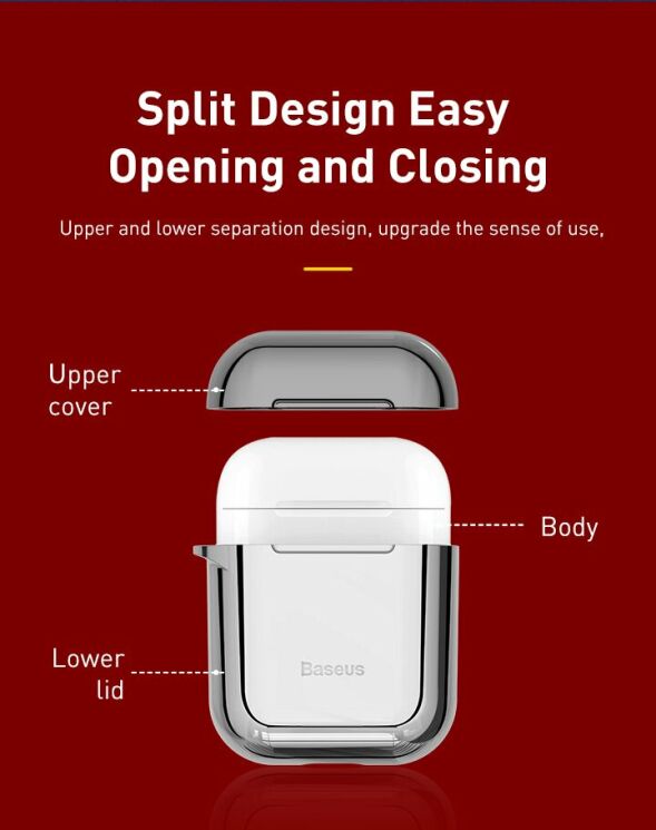 Защитный чехол BASEUS Shining Hook Case для Apple AirPods 1 / 2 - Gold: фото 18 из 25