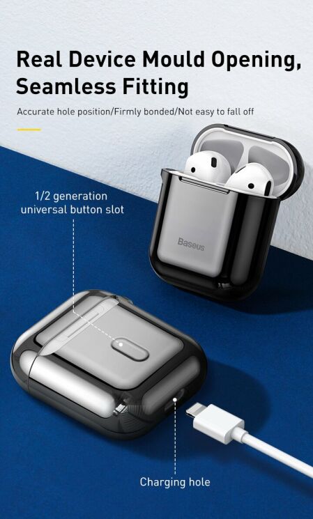 Защитный чехол BASEUS Shining Hook Case для Apple AirPods 1 / 2 - Gold: фото 17 из 25