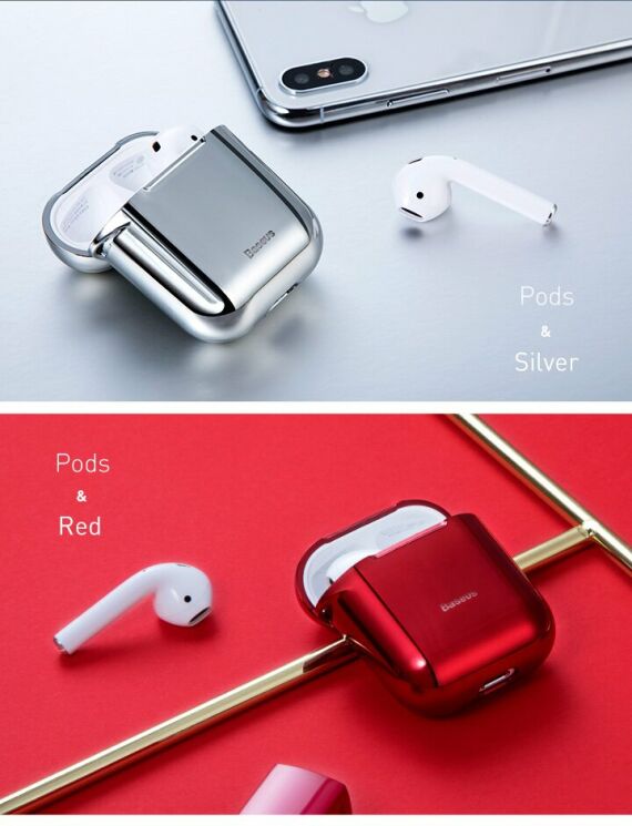 Защитный чехол BASEUS Shining Hook Case для Apple AirPods 1 / 2 - Gold: фото 21 из 25