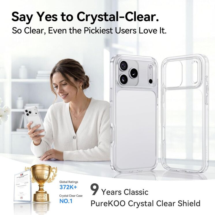 Захисний чохол CASEKOO Crystal Clear для iPhone 18 Pro Max / 17 Pro Max - Transparent: фото 5 з 9