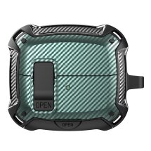 Захисний чохол Deexe Carbon Shield для Samsung Galaxy Buds 3 / Buds 3 Pro - Black / Green: фото 1 з 9