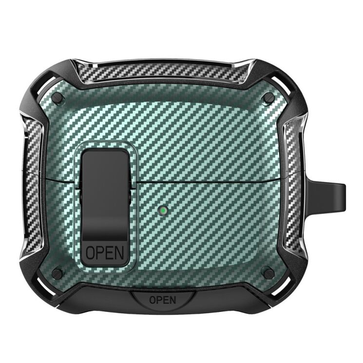 Захисний чохол Deexe Carbon Shield для Samsung Galaxy Buds 3 / Buds 3 Pro - Black / Green: фото 1 з 9