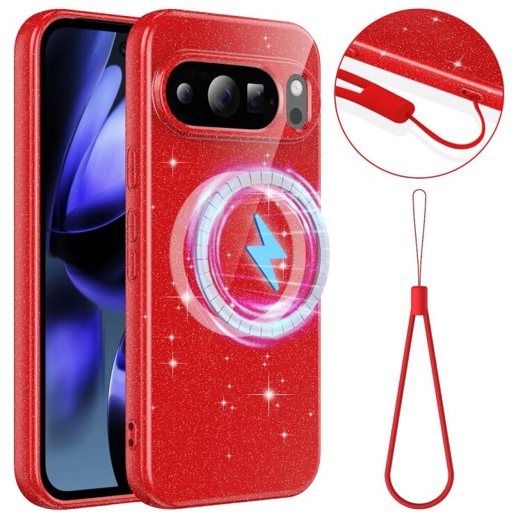 Защитный чехол Deexe Glitter Case with MagSafe для Google Pixel 10 Pro - Red: фото 1 из 7