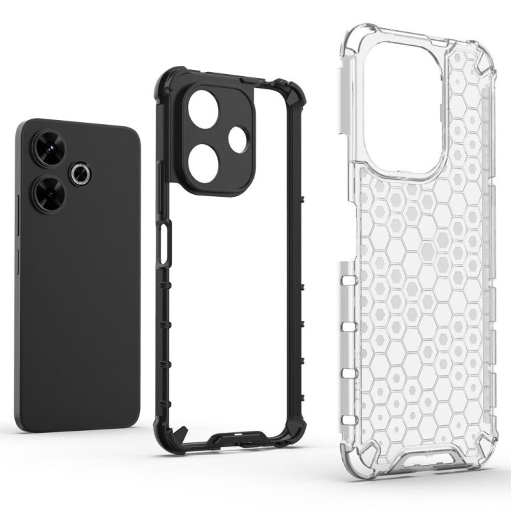 Защитный чехол Deexe Honeycomb Series для Xiaomi Redmi 13 - Grey: фото 4 из 5
