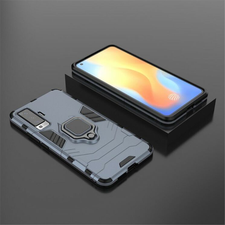 Чехол с подставкой Deexe Hybrid Case для VIVO X50 - Blue: фото 5 из 7