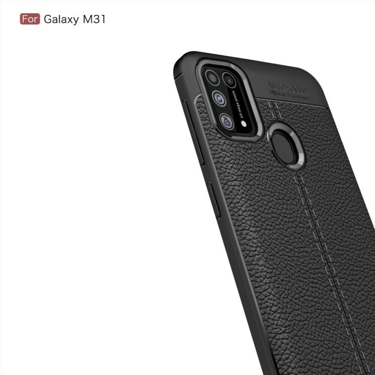 Силиконовый (TPU) чехол Deexe Leather Cover для Samsung Galaxy M31 (M315) - Black: фото 3 из 12