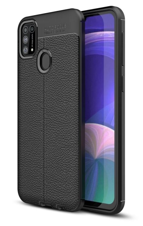 Силиконовый (TPU) чехол Deexe Leather Cover для Samsung Galaxy M31 (M315) - Black: фото 1 из 12