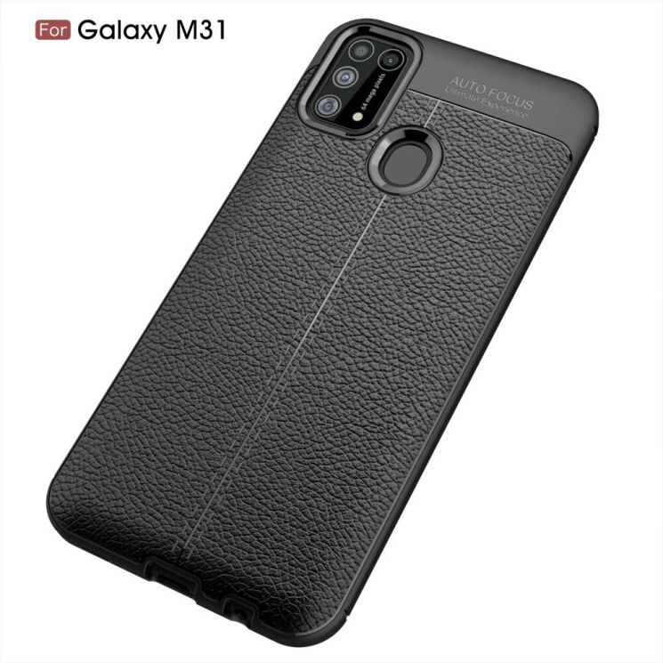 Силиконовый (TPU) чехол Deexe Leather Cover для Samsung Galaxy M31 (M315) - Black: фото 2 из 12