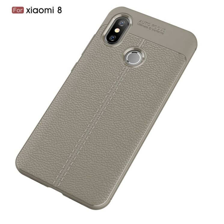 Защитный чехол Deexe Leather Cover для Xiaomi Mi 8 - Grey: фото 2 из 10