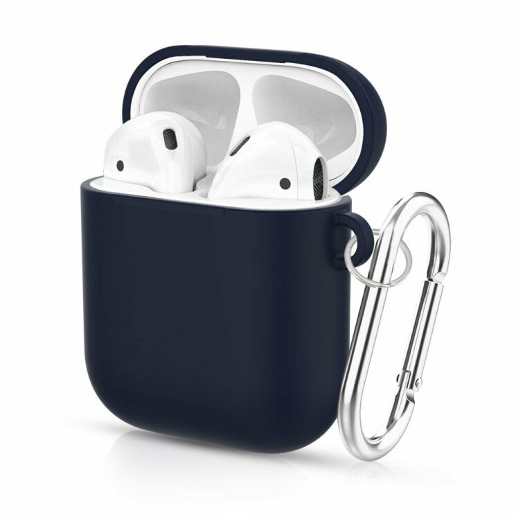 Защитный чехол Deexe Matte Case для Apple AirPods 1 / 2 - Dark Blue: фото 1 из 6