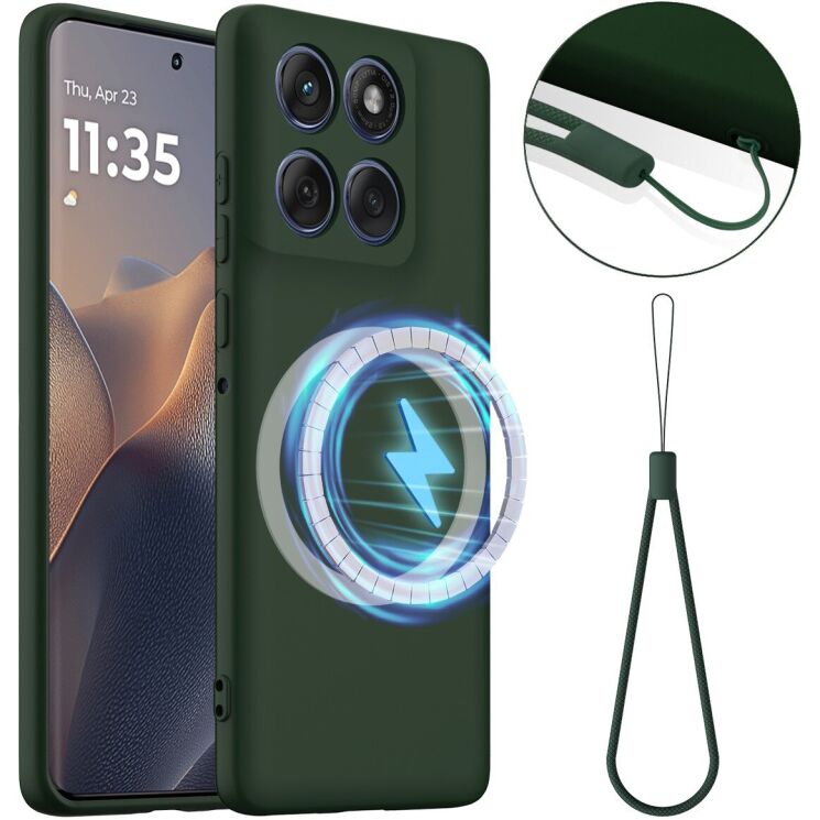Защитный чехол Deexe Silicone Case with MagSafe для Motorola Edge 70 - Dark Green: фото 1 из 8