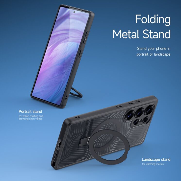 Защитный чехол DUX DUCIS Aimo Mag Series with Folding Stand для Samsung Galaxy S25 Ultra (S938) - Black: фото 4 из 11