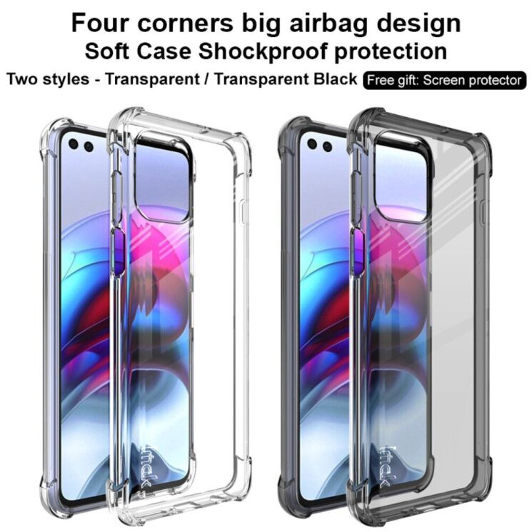 Чохол з посиленими кутами IMAK Airbag MAX Case для Motorola Moto G100 - Transparent Black: фото 9 з 12