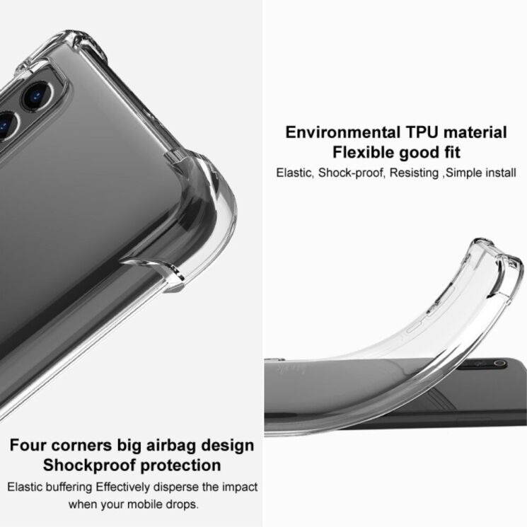 Чохол з посиленими кутами IMAK Airbag MAX Case для Motorola Moto G100 - Transparent Black: фото 5 з 12