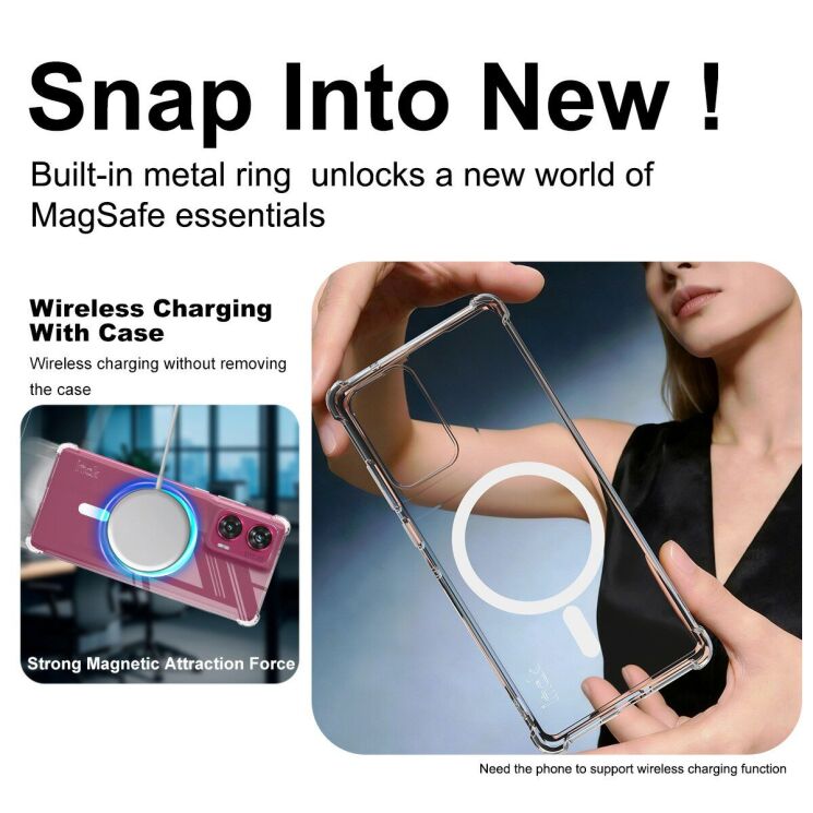 Захисний чохол IMAK Space Shield MagSafe для Motorola Edge 50 Fusion - Transparent: фото 5 з 10