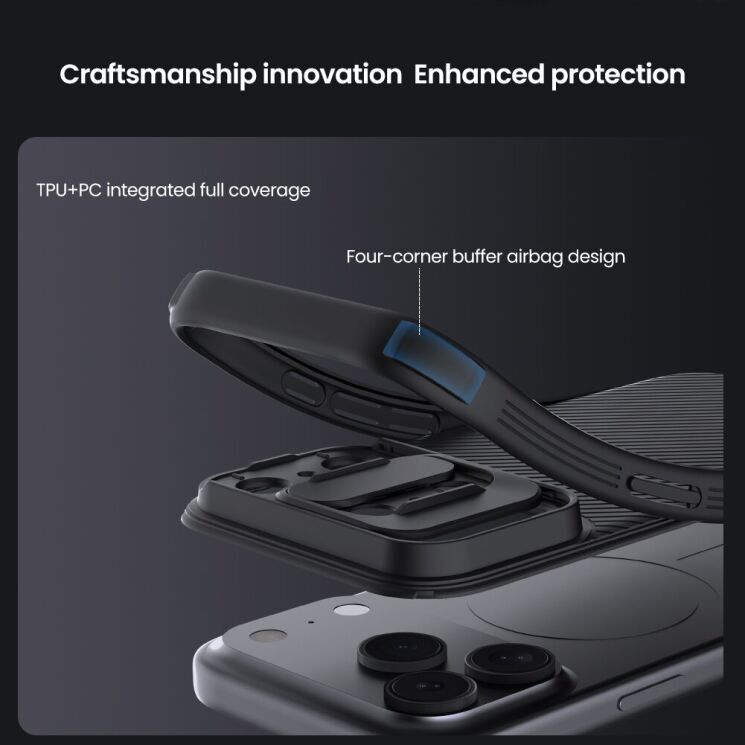 Захисний чохол NILLKIN CamShield Pro (with MagSafe Support) для Apple iPhone 17 Pro Max - Black: фото 9 з 18