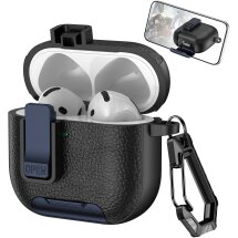 Захисний чохол Reframe Leather Texture для Apple AirPods 4 - Black / Dark Blue: фото 1 з 6