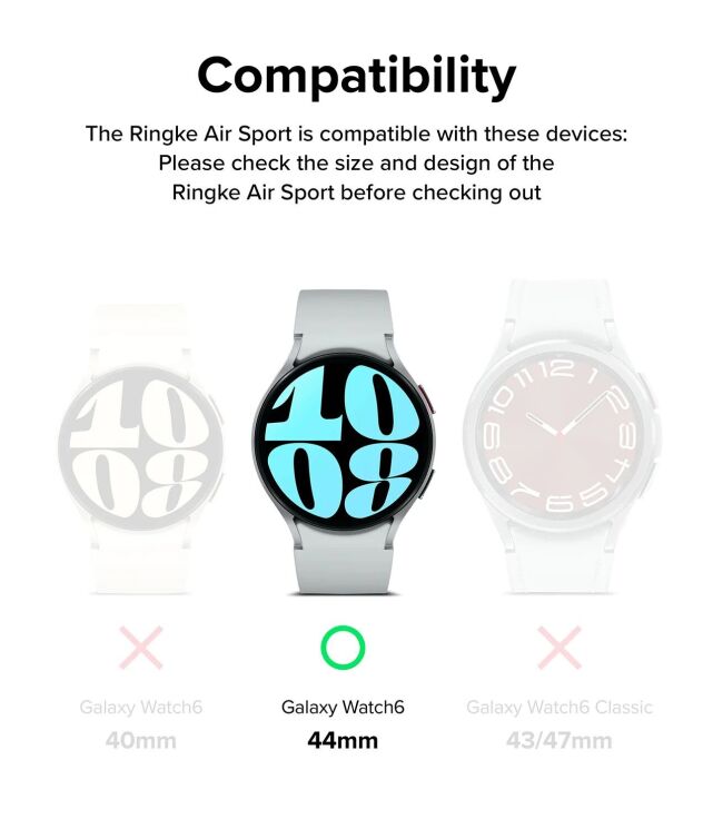 Захисний чохол RINGKE Air Sports для Samsung Galaxy Watch 6 (44mm) - Black: фото 3 з 12