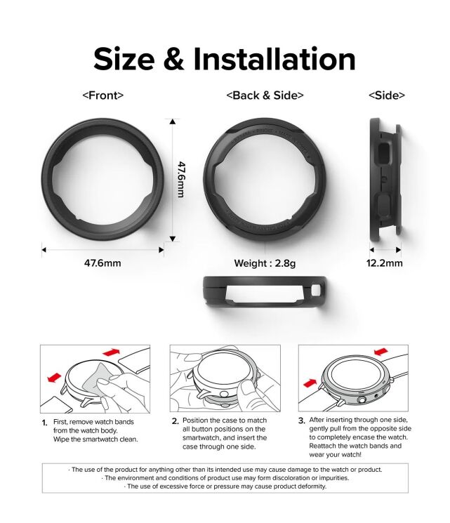 Захисний чохол RINGKE Air Sports для Samsung Galaxy Watch 6 (44mm) - Black: фото 9 з 12