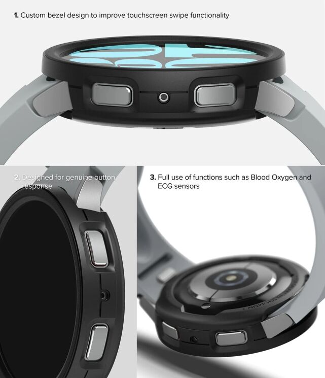 Захисний чохол RINGKE Air Sports для Samsung Galaxy Watch 6 (44mm) - Black: фото 6 з 12