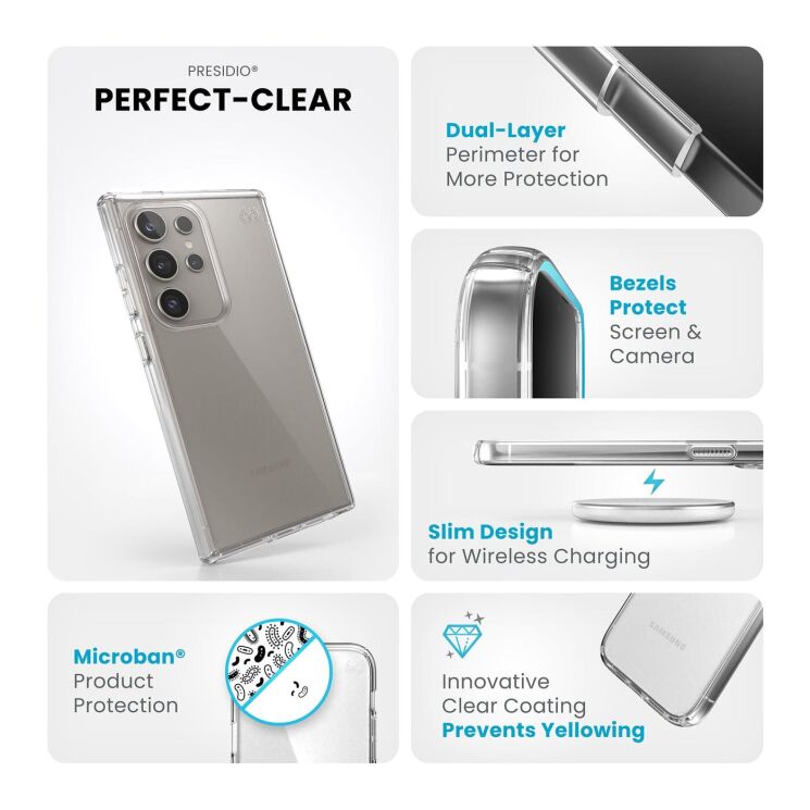 Захисний чохол Speck Presidio Perfect для Samsung Galaxy S24 Ultra (S928) 150620-5085 - Clear: фото 6 з 10