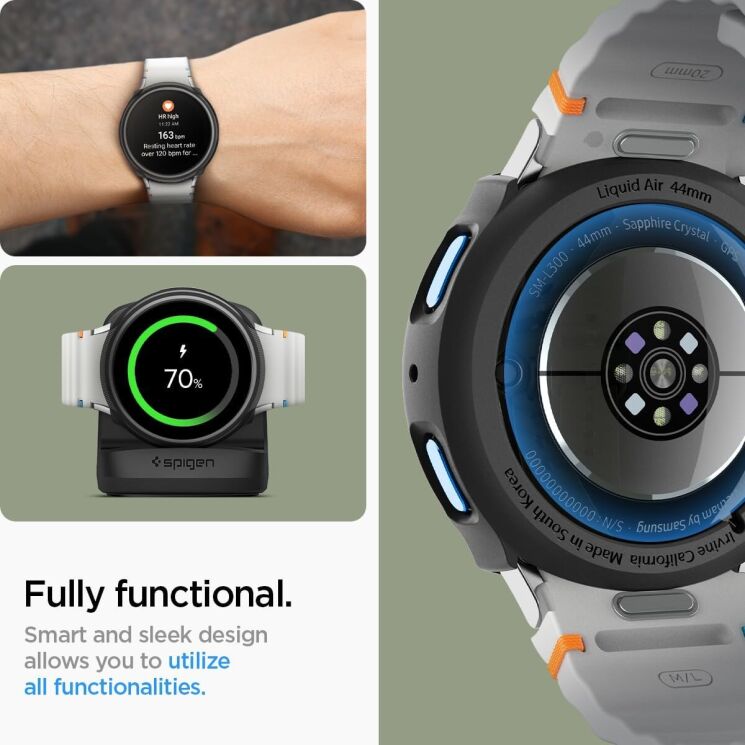 Защитный чехол Spigen (SGP) Liquid Air Case для Samsung Galaxy Watch 7 (44mm) - Matte Black: фото 11 из 15