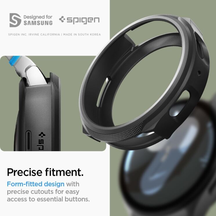 Защитный чехол Spigen (SGP) Liquid Air Case для Samsung Galaxy Watch 7 (44mm) - Matte Black: фото 12 из 15