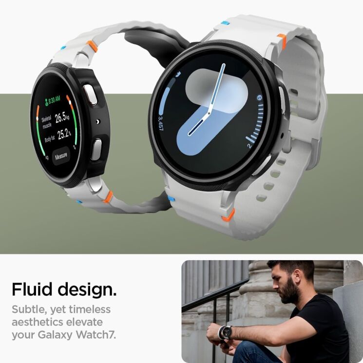 Защитный чехол Spigen (SGP) Liquid Air Case для Samsung Galaxy Watch 7 (44mm) - Matte Black: фото 13 из 15