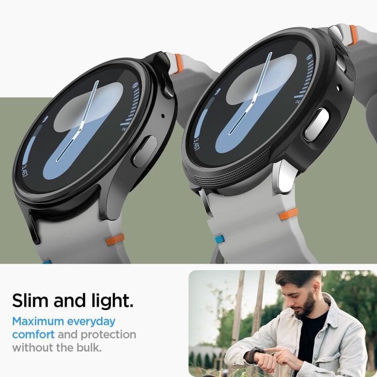 Защитный чехол Spigen (SGP) Liquid Air Case для Samsung Galaxy Watch 7 (44mm) - Matte Black: фото 14 из 15