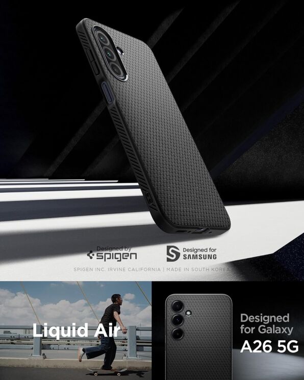 Защитный чехол Spigen (SGP) Liquid Air для Samsung Galaxy A26 (A266) ACS09290 - Matte Black: фото 12 из 17