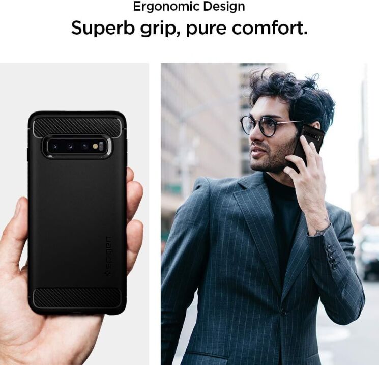 Защитный чехол Spigen (SGP) Rugged Armor для Samsung Galaxy S10 (G973) - Matte Black: фото 14 из 15