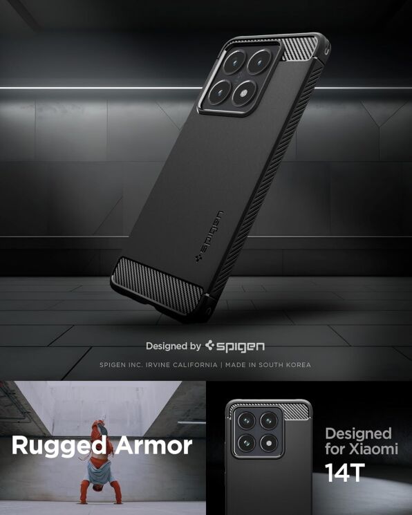 Защитный чехол Spigen (SGP) Rugged Armor для Xiaomi 14T (ACS08857) - Matte Black: фото 10 из 15