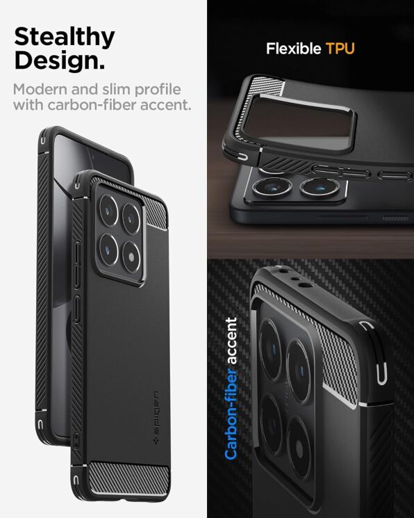 Защитный чехол Spigen (SGP) Rugged Armor для Xiaomi 14T (ACS08857) - Matte Black: фото 11 из 15