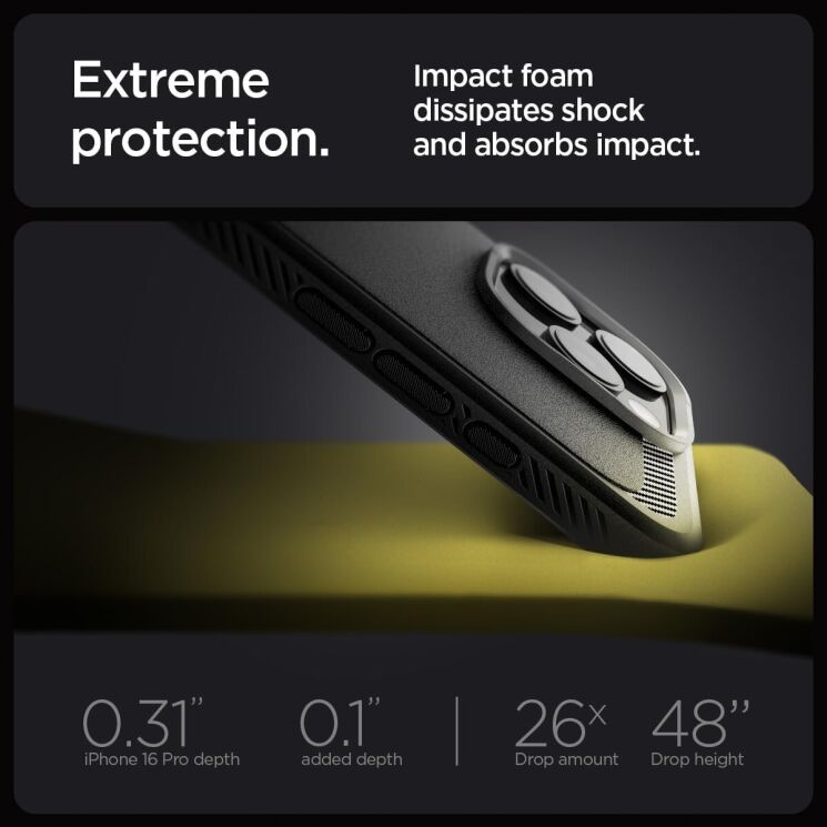 Защитный чехол Spigen (SGP) Rugged Armor (MagFit) для Apple iPhone 16 Pro (ACS08115) - Matte Black: фото 9 из 13