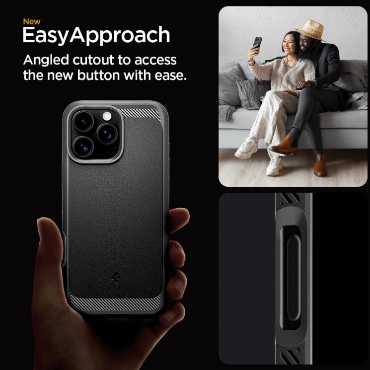Защитный чехол Spigen (SGP) Rugged Armor (MagFit) для Apple iPhone 16 Pro (ACS08115) - Matte Black: фото 12 из 13