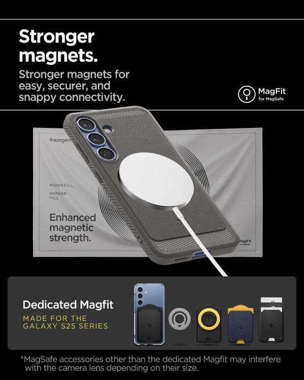 Защитный чехол Spigen (SGP) Rugged Armor (MagFit) для Samsung Galaxy S25 (S931) ACS08998 - Matte Black: фото 17 из 20
