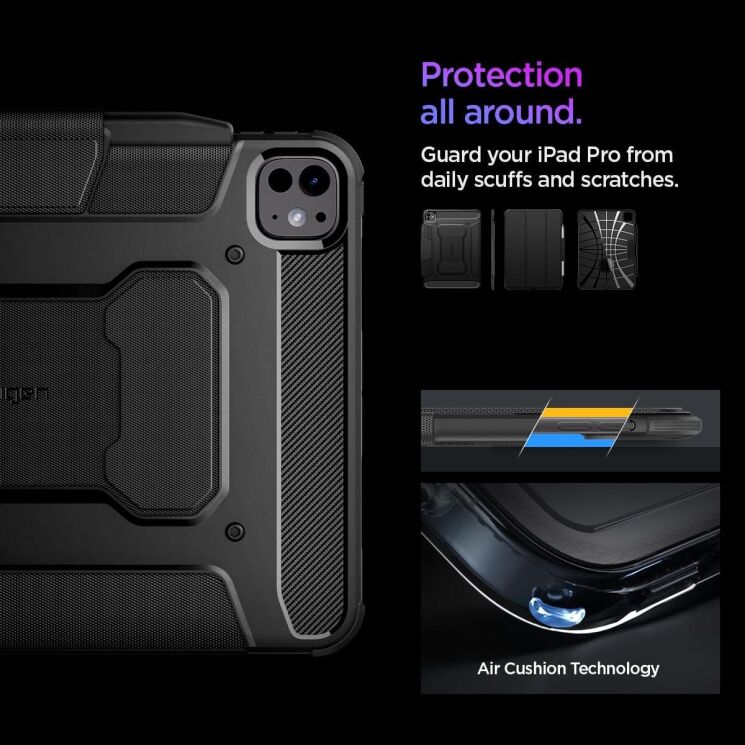 Защитный чехол Spigen (SGP) Rugged Armor Pro для Apple iPad Pro 11 (2024) - Black: фото 14 из 17