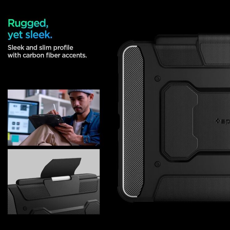 Защитный чехол Spigen (SGP) Rugged Armor Pro для Apple iPad Pro 11 (2024) - Black: фото 15 из 17