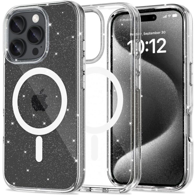 Защитный чехол Tech-Protect FlexAir Hybrid MagSafe Glitter для Apple iPhone 16 Pro Max - Clear: фото 1 из 5
