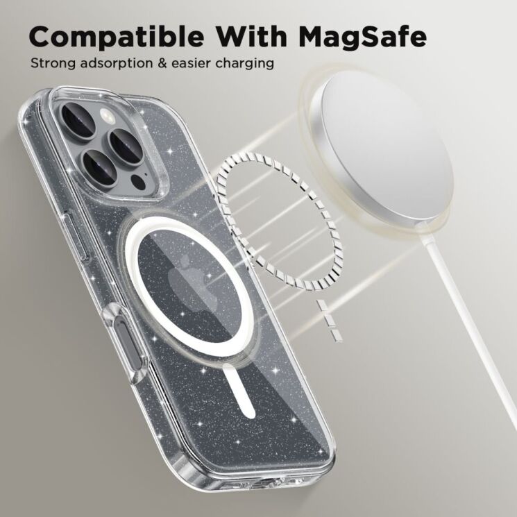 Защитный чехол Tech-Protect FlexAir Hybrid MagSafe Glitter для Apple iPhone 16 Pro Max - Clear: фото 3 из 5