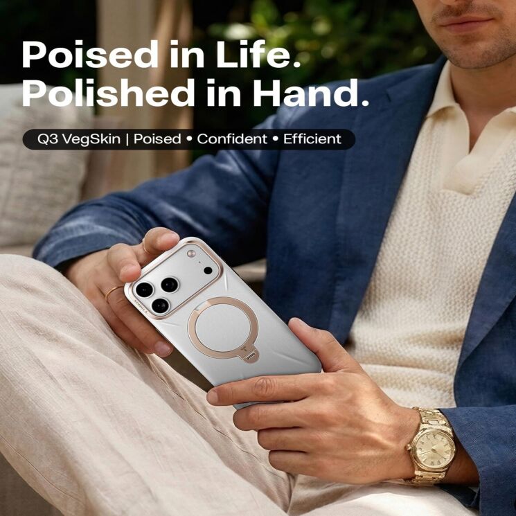 Захисний чохол TORRAS Ostand Q3 VegSkin (with MagSafe) для iPhone 17 - Brown: фото 2 з 8