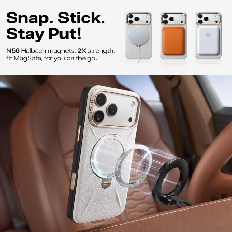 Захисний чохол TORRAS Ostand Q3 VegSkin (with MagSafe) для iPhone 17 - Brown: фото 4 з 8