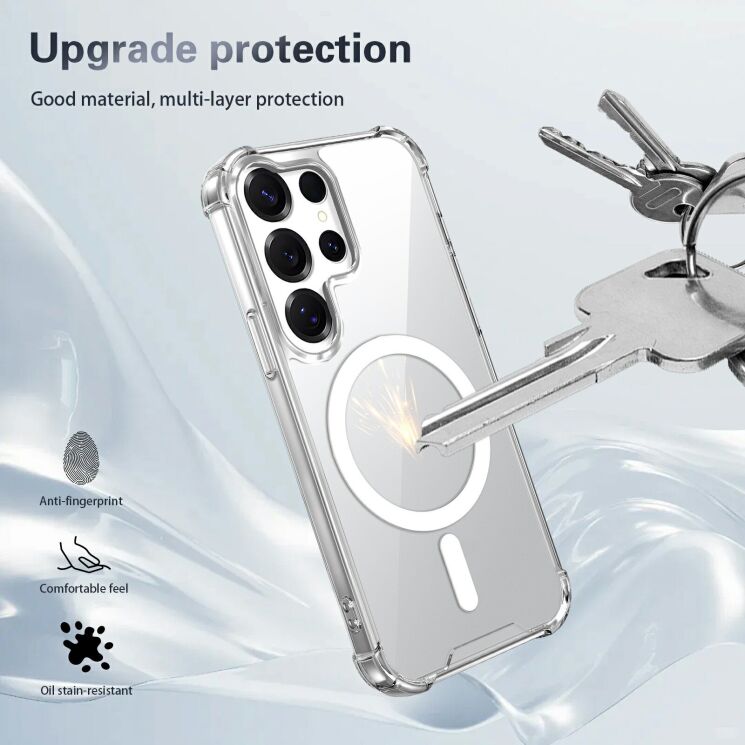 Захисний чохол UniCase AirBag Flow MagSafe для Samsung Galaxy S23 Ultra (S918) / Galaxy S22 Ultra (S908) - Transparent: фото 8 з 14