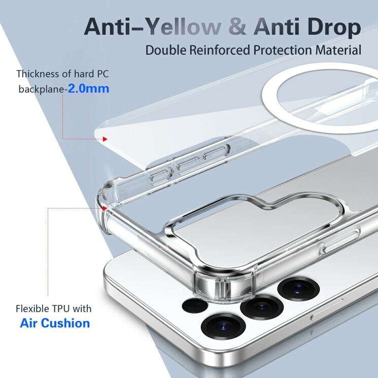 Захисний чохол UniCase AirBag Flow MagSafe для Samsung Galaxy S23 Ultra (S918) / Galaxy S22 Ultra (S908) - Transparent: фото 4 з 14
