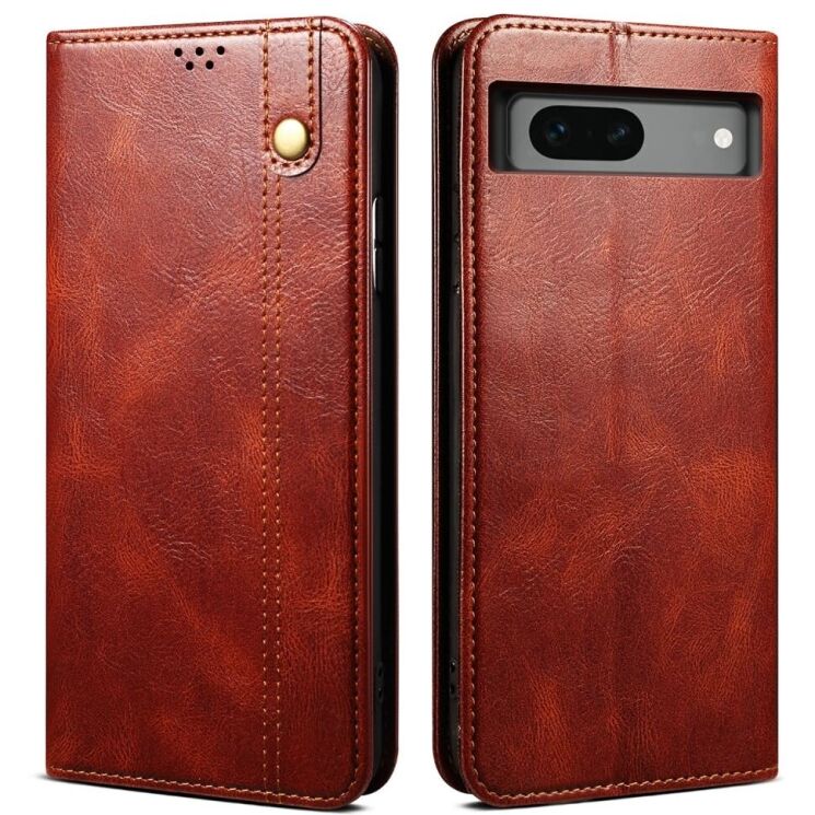 Защитный чехол UniCase Leather Wallet для Google Pixel 8A - Brown: фото 1 из 6