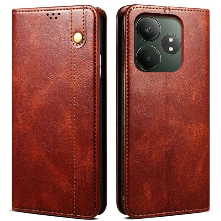 Защитный чехол UniCase Leather Wallet для Realme GT Neo 6 SE / GT 6T / GT 6 - Brown: фото 1 из 6
