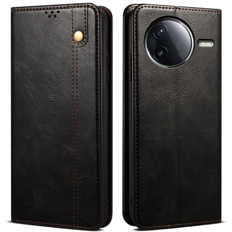 Защитный чехол UniCase Leather Wallet для Xiaomi Poco F7 Ultra - Black: фото 1 из 7