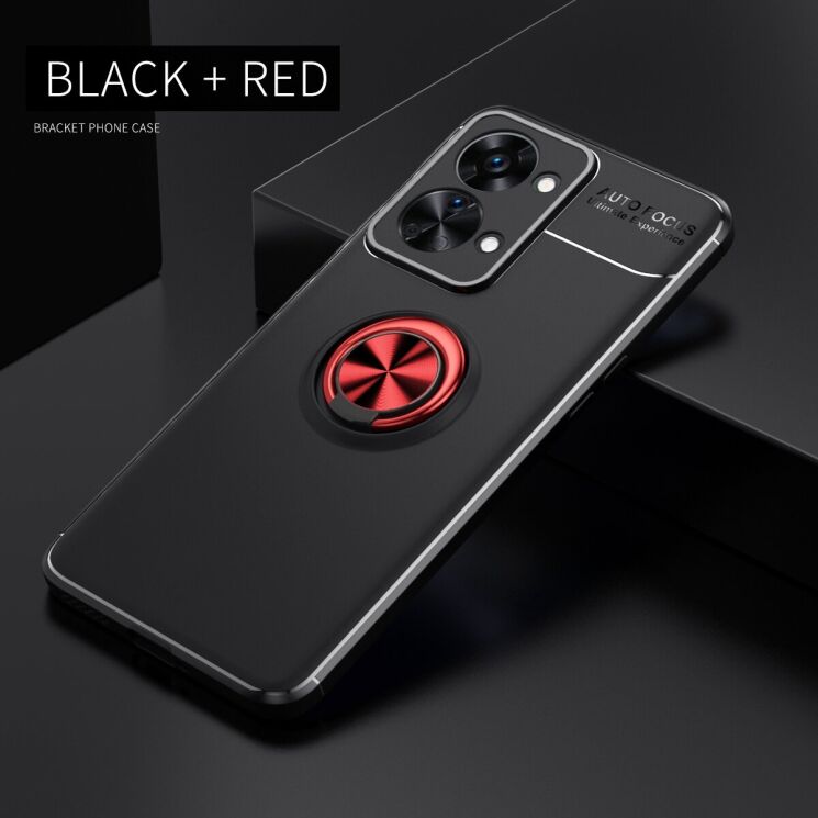 Защитный чехол UniCase Magnetic Ring для OnePlus Nord 2T - Black / Red: фото 2 из 16