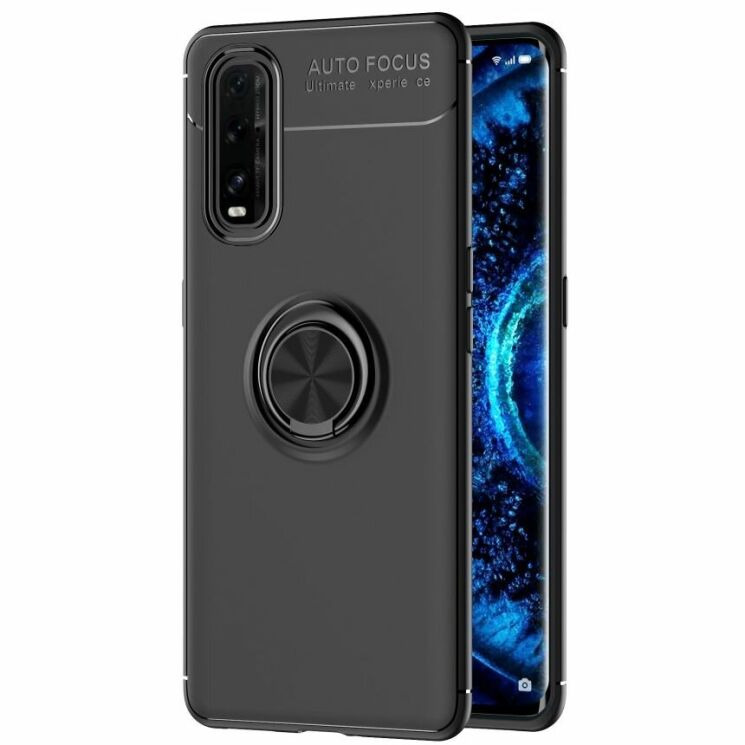 Чехол с магнитным кольцом UniCase Magnetic Ring для OPPO Find X2 - Black: фото 1 из 19